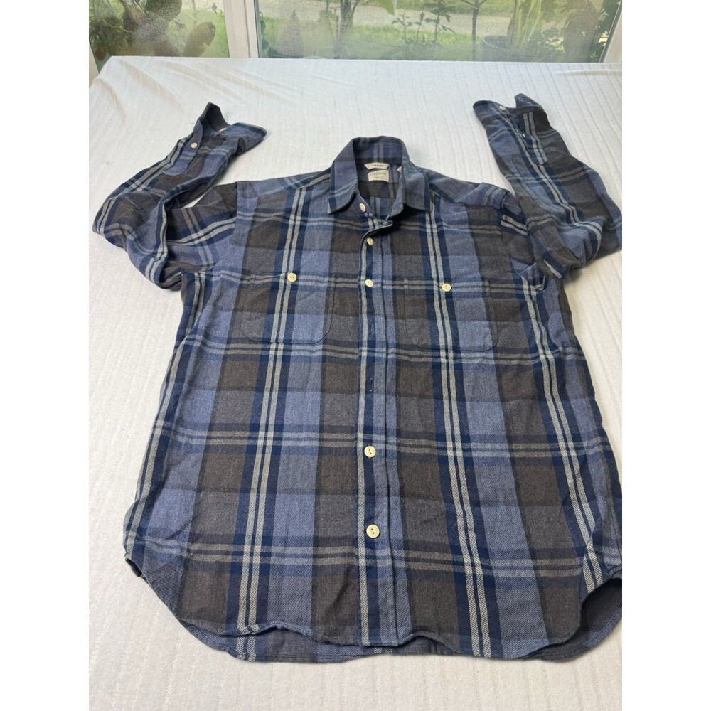 Culturata Menโs Plaid Button Down Shirt Blue Gray Size M 15 Tailored Fit Italy